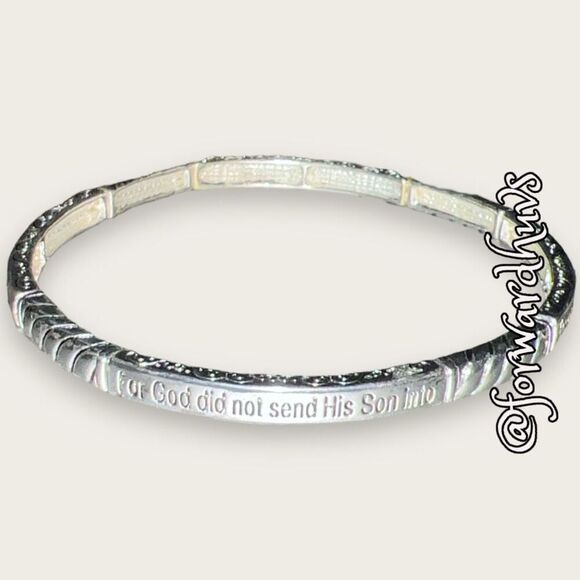 Bundle Sale 3 for $15 | Stackable Religious Stretch Bracelet John 3:17 - Picture 1 of 9